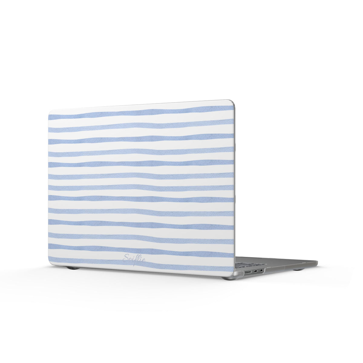 Blue Watercolor Stripe MacBook Case — Lightweight Matte Laptop Cover