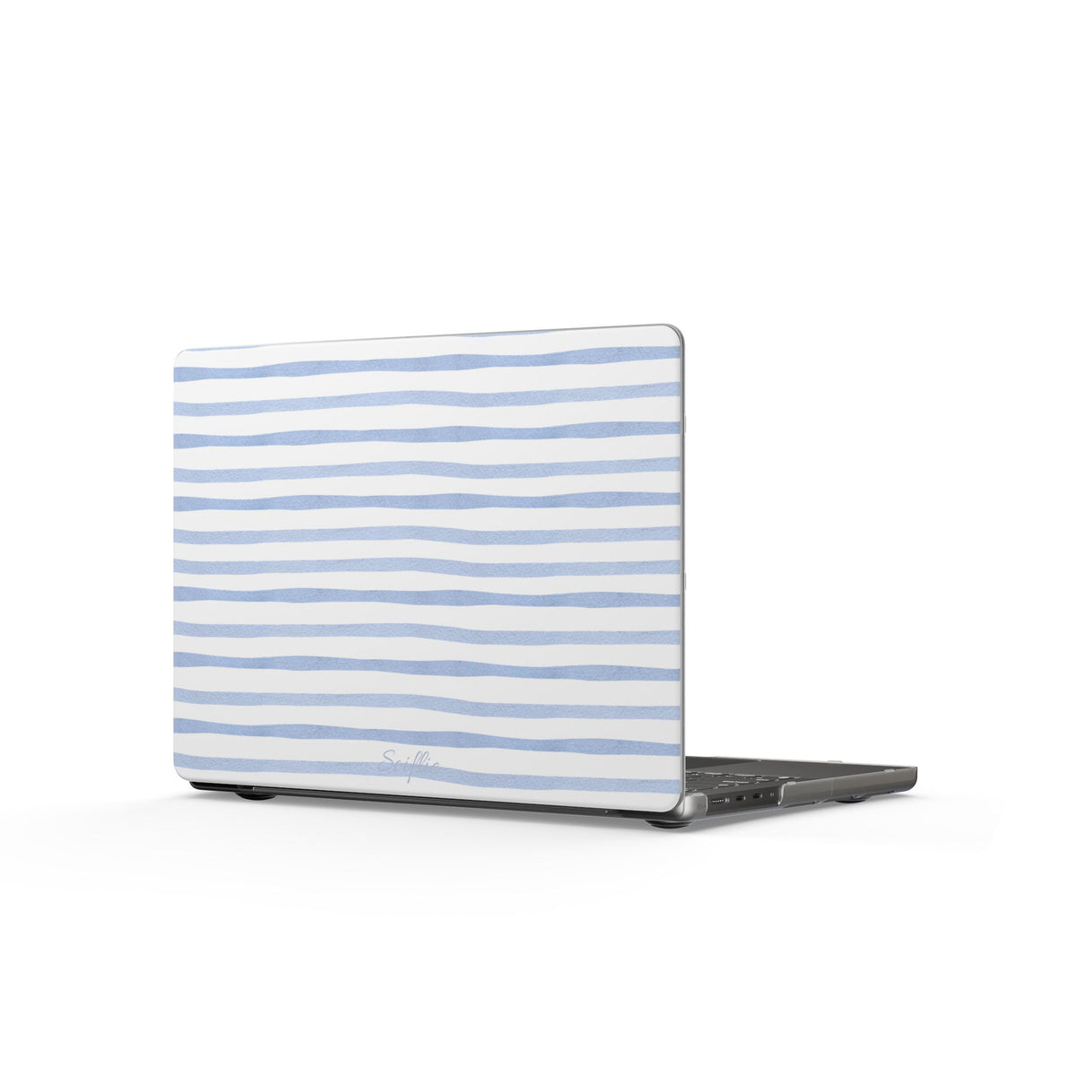 Blue Watercolor Stripe MacBook Case — Lightweight Matte Laptop Cover