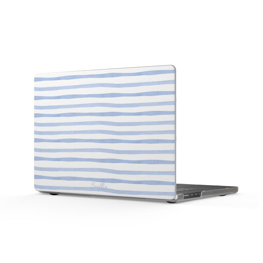 Blue Watercolor Stripe MacBook Case — Lightweight Matte Laptop Cover