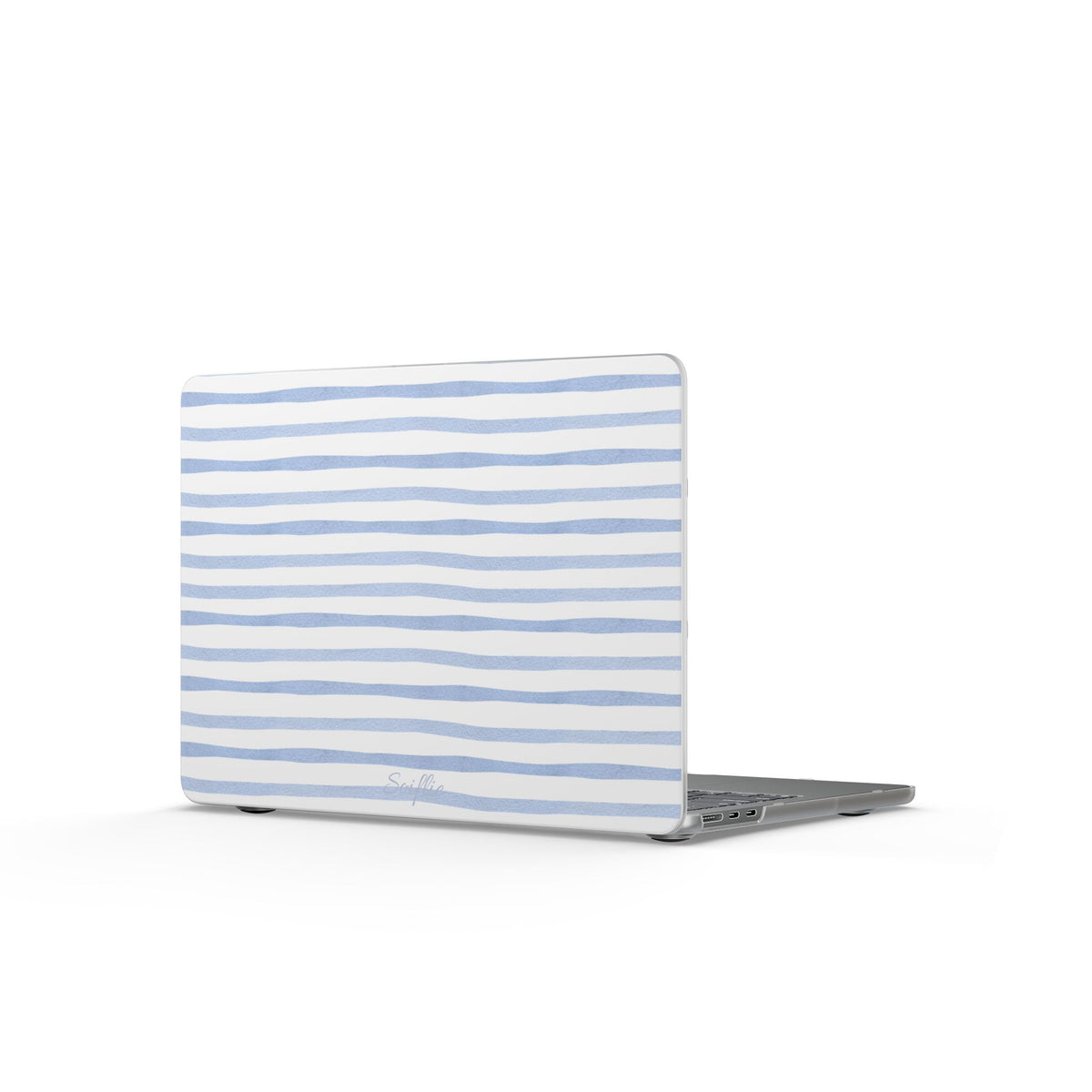 Blue Watercolor Stripe MacBook Case — Lightweight Matte Laptop Cover