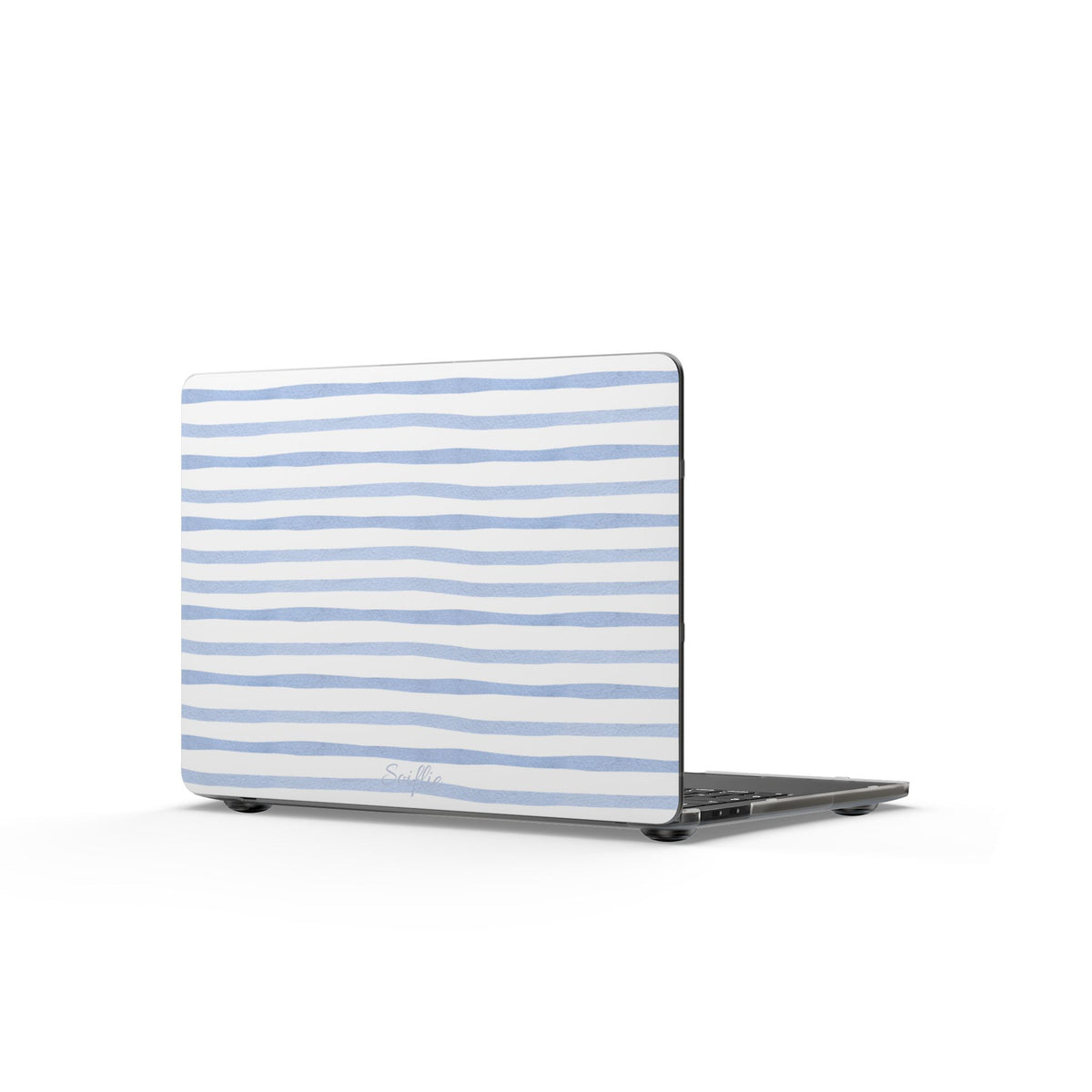 Blue Watercolor Stripe MacBook Case — Lightweight Matte Laptop Cover